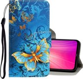 Voor Xiaomi Redmi Note 8 3D Gekleurde Tekening Horizontale Flip PU Lederen Case met Houder & Kaartsleuven & Portemonnee (Jade Vlinder)