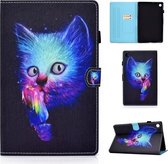 Voor Lenovo Tab M10 Plus TB-X606F Gekleurde tekeningstiksels Horizontale flip lederen tas, met houder en kaartsleuven en slaap- / wekfunctie (Super Cat)