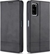 Voor Huawei Honor V30 AZNS Magnetische Kalf Textuur Horizontale Flip Leren Case met Kaartsleuven & Houder & Portemonnee (Zwart)