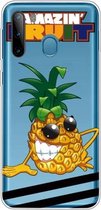 Voor Galaxy A21 schokbestendig geverfd transparant TPU beschermhoes (ananas)