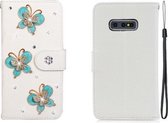 Voor Galaxy S10 Lite horizontale flip effen kleur strass lederen tas met kaartsleuf & portemonnee & houder (drie vlinders)