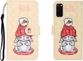Voor Galaxy S20 3D Gekleurde Tekening Horizontale Flip Leren Case met Houder & Kaartsleuf & Portemonnee (Wit Konijn)