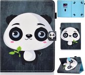 Gekleurde tekening stiksel Universele horizontale flip lederen tas, met houder en kaartsleuven voor 8 inch tablet-pc (panda)