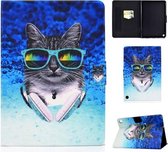 Voor Kindle Fire HD 8 (2020) TPU Elektrisch geperst horizontaal Flip lederen hoesje met houder & kaartsleuf & slaap- / wekfunctie (hoofdtelefoon kat)