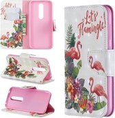 3D Gekleurde Tekening Horizontale Flip Leren Case met Houder & Kaartsleuven & Portemonnee Voor Nokia 4.2 (Engels Flamingo)