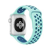 Voor Apple Watch Series 6 & SE & 5 & 4 44mm / 3 & 2 & 1 42mm Modieuze Klassieke Siliconen Sport Horlogeband (Groen Blauw)