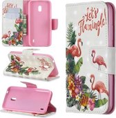 3D Gekleurde Tekening Patroon Horizontale Flip Leren Case met Houder & Kaartsleuven & Portemonnee Voor Nokia 2.2 (Engels Flamingo)