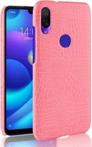 Schokbestendige krokodiltextuur pc + PU-hoes voor Xiaomi Redmi 7 (roze)