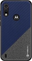 PINWUYO Hong-serie Anti-fall TPU + beschermhoes van chemische vezeldoek voor Moto P40 play (blauw)