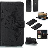 Voor Google Pixel 5 XL Feather Pattern Litchi Texture Horizontale Flip Leren Case met Portemonnee & Houder & Kaartsleuven (Zwart)