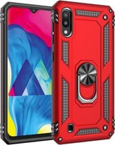 Armor Shockproof TPU + PC beschermhoes voor Galaxy M10, met 360 graden rotatiehouder (rood)