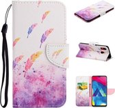 Voor Samsung Galaxy A20 / A30 Gekleurd tekeningpatroon Horizontaal Flip TPU + PU lederen tas met houder & kaartsleuven & portemonnee & lanyard (aquarelveren)