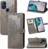 Voor OnePlus N10 Mandala Flower Reliëf Horizontale Flip Leren Case met Houder & Drie Kaartsleuven & Portemonnee & Lanyard (Grijs)