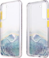 Voor Samsung Galaxy S21 5G marmeren textuur TPU + pc beschermhoes (groen)