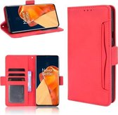 Voor OnePlus 9 Pro Skin Feel Kalfspatroon Horizontaal Leren Flip Hoesje met Houder & Kaartsleuven & Fotolijst (Rood)