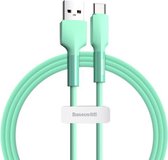 Baseus CATGJ-06 3A USB naar USB-C / Type-C opladen + datatransmissie Siliconen datakabel, lengte: 1m (groen)