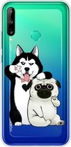 Voor Huawei P40 Lite E gekleurd tekeningpatroon zeer transparant TPU beschermhoes (selfie hond)