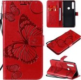 Voor Motorola Moto G Power 3D vlinders reliëf patroon horizontaal flip lederen tas met houder & kaartsleuf & portemonnee (rood)