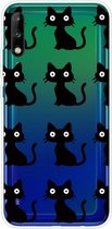Voor Huawei P40 Lite E schokbestendig geverfd transparant TPU beschermhoes (zwarte katten)