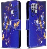 Voor Huawei P40 Lite Gekleurde Tekening Horizontale Flip Leren Case met Houder & Kaartsleuven & Portemonnee (Paarse Vlinder)