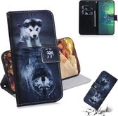 Voor Motorola Moto G8 Plus Gecombineerd patroon Magnetische aantrekkingskracht Horizontale flip lederen tas, ondersteuningshouder & kaartsleuf & portemonnee (Wolf en hond)