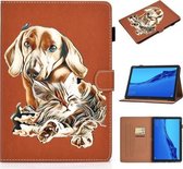 Voor Huawei MediaPad M5 lite Pure Kleur Schilderen Horizontale Flip Leren Case met Kaartsleuven & Houder & Slaap / Wekfunctie (Hond)