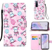 Voor Huawei nova 7 Pro 5G Schilderen Horizontale Flip Leren Case met Houder & Kaartsleuf & Portemonnee & Lanyard (Eenhoorn en Bloemen)