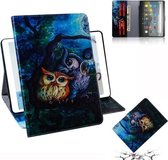 Voor Amazon Kindle Fire HD 8 (2020) / HD 8 Plus (2020) 3D Gekleurde Tekening Horizontale Flip Leren Case met Houder & Kaartsleuf & Portemonnee (Olieverf Uil)