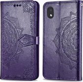 Voor Motorola One Fusion Plus Mandala Bloem Reliëf Horizontale Flip Leren Case met Beugel / Kaartsleuf / Portemonnee / Lanyard (Paars)