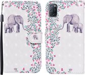 Voor OPPO A52 3D Geschilderd Patroon Horizontale Flip Leren Case met Houder & Portemonnee & Kaartsleuf & Lanyard (Bloem Olifant)