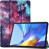 Voor Huawei Honor V6 / MatePad 10.4 inch Universeel Geschilderd Patroon Horizontale Flip Tablet PC Leren Case met Tri-fold Beugel & Slaap / Wakker worden (Melkwegnevel)