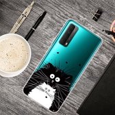 Voor Huawei P Smart 2021 Gekleurde tekening Clear TPU beschermhoesjes (zwart-witte rat)