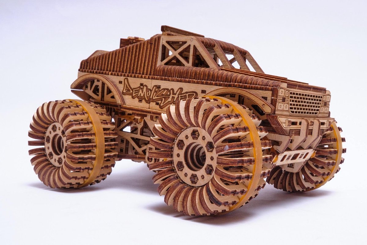 Wood Trick – Modelbouw 3D houten puzzel – Monster truck (WDTK015) – 556 stuks - Geen lijm noch verf nodig! — afbeelding 12