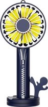 Ventilator met ritssluiting USB Mini Handventilator Draagbaar met standaardvoet (donkerblauw)