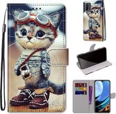 Voor Xiaomi Redmi 9 Power / Note 9 4G Gekleurde tekening Cross Texture Horizontale Flip PU lederen tas met houder & kaartsleuven & portemonnee & lanyard (lederen schoenen kat)