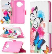 Voor Xiaomi Mi 10T Lite 5G Gekleurd tekeningpatroon Horizontale flip lederen tas met houder & kaartsleuven & portemonnee (twee vlinders)