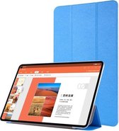 Voor Huawei MatePad Pro 10,8 inch Zijde Textuur Horizontale Flip Leren Case met Drie-vouwbare Houder (Lichtblauw)