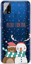 Voor Samsung Galaxy M31 Christmas Series Clear TPU beschermhoes (Take Picture Bear Snowman)