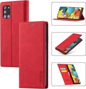 Voor Samsung Galaxy A51 / M40s LC.IMEEK Sterk magnetisme Ultradunne horizontale flip schokbestendige matte TPU + PU lederen hoes met houder & kaartsleuven en portemonnee (rood)