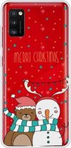 Voor Samsung Galaxy A41 Christmas Series Clear TPU beschermhoes (Take Picture Bear Snowman)