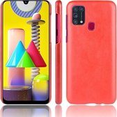 Voor Galaxy M31 Shockproof Litchi Texture PC + PU Case (Rood)