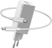 Baseus GaN2 45W dubbele USB-C / Type-C snellader reislader met 1m Type-C oplaadkabel, EU-stekker (wit)