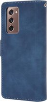 Voor Samsung Galaxy Z Fold2 5G Portemonnee Style Skin Feel Kalfspatroon lederen tas met aparte kaartsleuf (blauw)