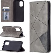 Voor Xiaomi Poco M3 Prismatisch onzichtbaar magnetisch horizontaal flip lederen tas met houder & kaartsleuven en fotolijst (grijs)