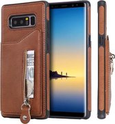 Voor Galaxy Note 8 effen kleur dubbele gesp rits schokbestendig beschermhoes (bruin)