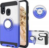 Voor Galaxy A40 2 in 1 pc + TPU beschermhoes met 360 graden roterende ringhouder (zilverblauw)