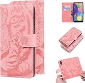 Voor Samsung Galaxy A70 / A70s Tiger Embossing Pattern Horizontale Flip lederen tas met houder & kaartsleuven & portemonnee (roze)