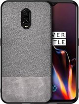 Schokbestendige splicing PU + stoffen beschermhoes voor OnePlus 7 (grijs)