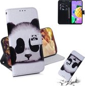 Voor LG K62 / K52 / Q52 Gekleurde tekening Horizontale flip lederen tas, met houder & kaartsleuven en portemonnee (Panda)