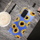 Voor OnePlus 9 schokbestendig geverfd transparant TPU beschermhoes (gele chrysant)